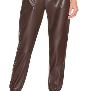 BCBGeneration Revolve Faux Leather Joggers Milk Chocolate XL NWT Boho